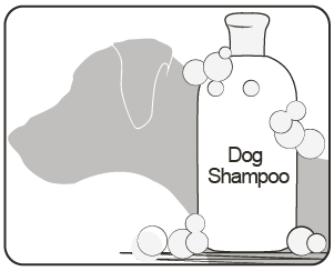 image of dog outline with shampoo wash dog shampoo